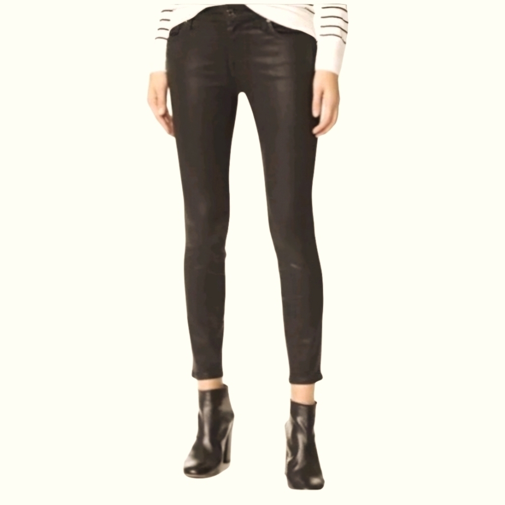 Club Monaco Benita Wax Coated Straight Leg Cropped Pants in Peat Moss sz 6 NWT